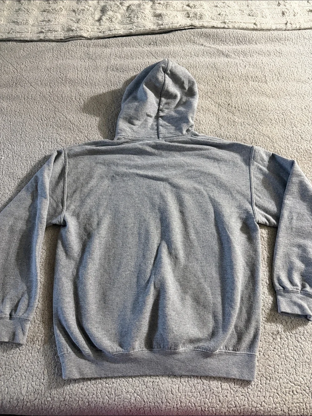 Gildan Light Gray Hoodie with Yellow Rhinestone Smiley Patch Medium